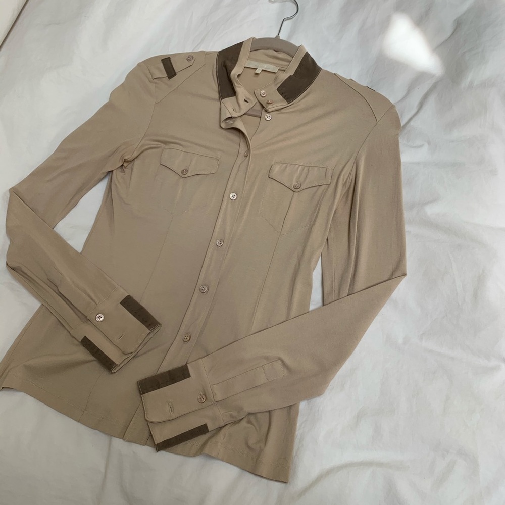 MaxMara Tan Button Down Fitted Shirt - Picture 3 of 7